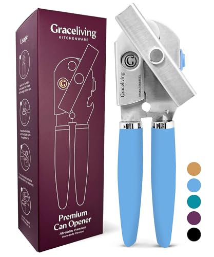 Heavy Duty Manual Can Opener with Magnetic Lid Lifter (Blue)