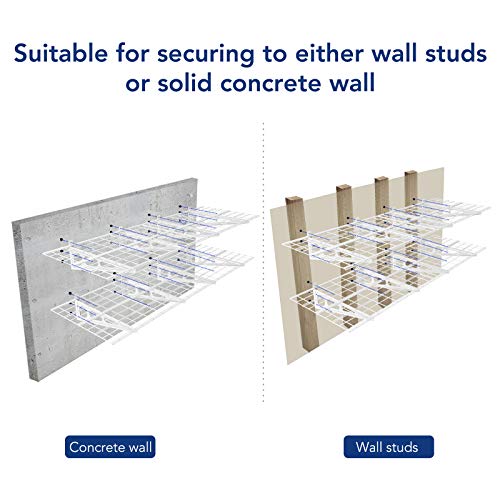 4-Pack 24-inch-by-72-inch Wall Shelf Garage Storage Rack Wall Mounted Floating Shelves 2x6 ft,White, Classic Series (4 pack-2x6 ft / White)