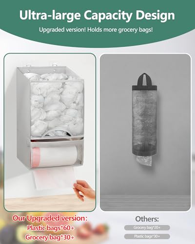 Bag Saver Extra Large 2 in 1 Plastic Bag Holder Storage (Light Grey)