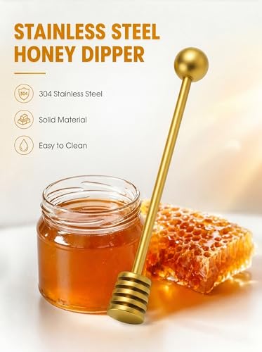 Honey Dipper 6.3 in Stainless Steel Server Stick (Gold)