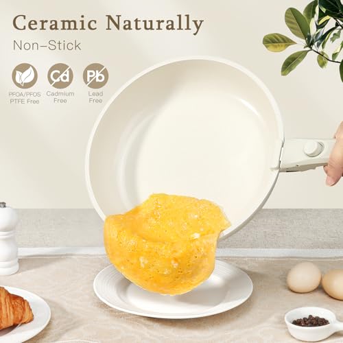 Ceramic Pots and Pans Set Non Stick (White / 15PCS 02)
