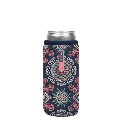 CanSok Sleeve for Beer & Soda Insulated Neoprene Cover (Floral Burst / 12oz Slim Can Sleeve)