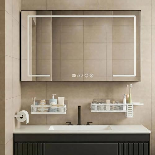 5-in-1 Wide Wall Mount Wrapped Mesh Kitchen Organizer & Shower Caddy Kit, with Paper Towel Holder, Utensil Holder, Soap Dish, Heavy Duty 50LBS - White, Netting (White / 5-in-1 Full Mesh (12.6" Wide))