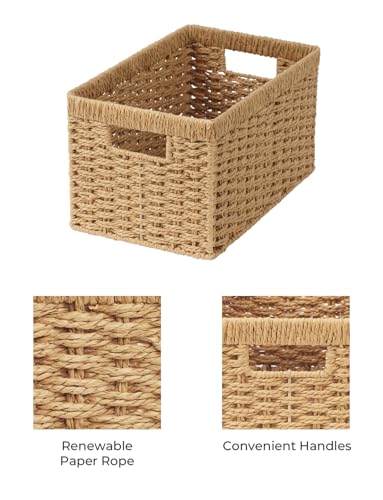 Wicker Storage Baskets for Shelves (Light Brown (Paper Rope) / 2x 13"L x 8¼"W x 7"H)