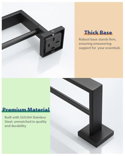 Double Towel Bars Towel Rack for Bathroom Wall Mount 32 Inch (Double 32 Inch / Matte Black)