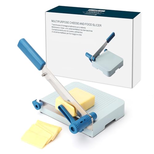Multipurpose Cheese Slicer Cutter with Board for Arthritic and Weak Hands (Blue)
