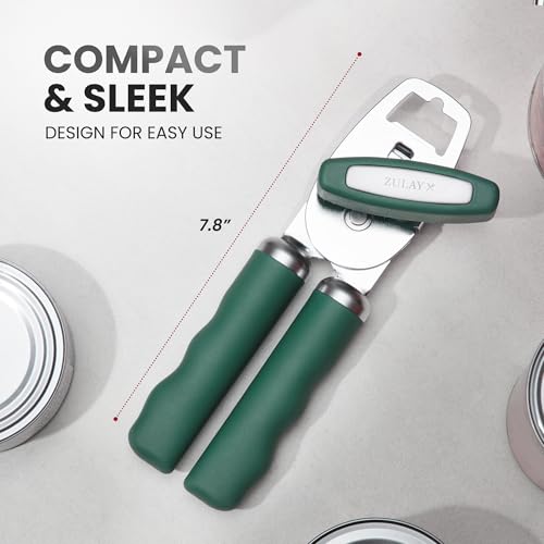 Manual Can Opener Heavy Duty Patented Stainless Steel (Pine Green / Comfy Grip)