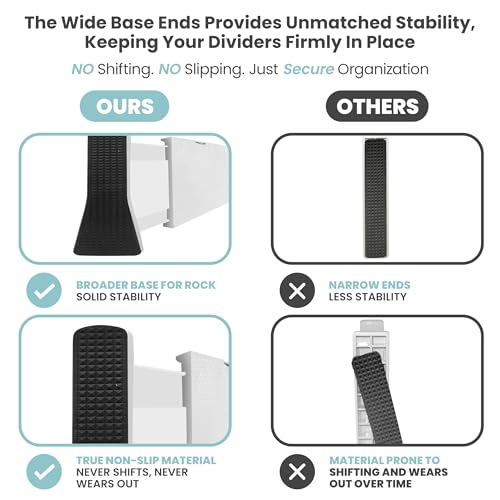 White Expandable Drawer Dividers (2.5" Tall, 13"-22" Long)