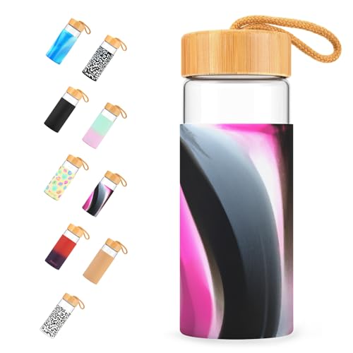 20 oz Glass Water Bottles with Lids (Blackred / 20 Ounces)