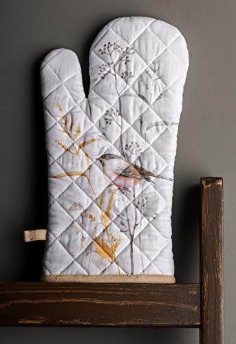 Maison d'Hermine Oven Gloves 100% Cotton Oven Mitt (088 - Meadow Florals - Beige / 7.5" x 13" (Oven Mitt))