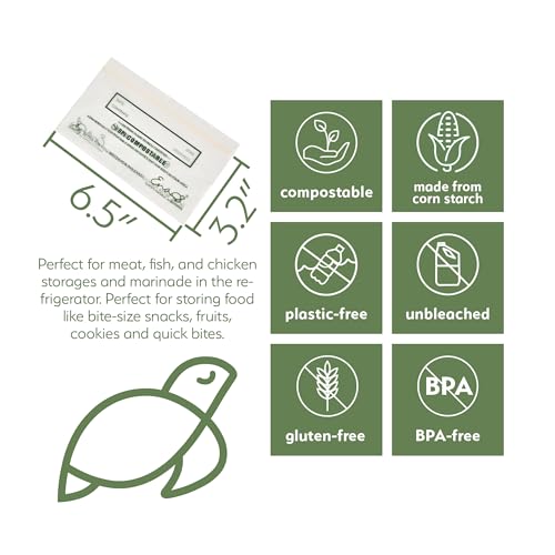 100% Compostable Food Storage Bags [Snack 150 Pack] Eco (150 Count)