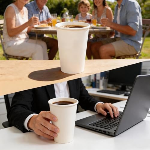 Disposable Paper Coffee Cups 16 oz 300 Count (White - 16 oz)