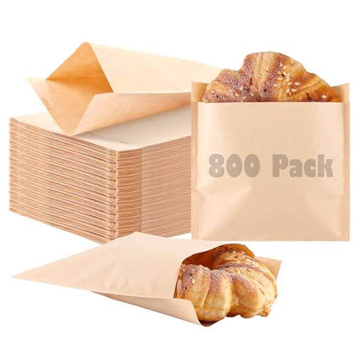800 Pack Wax Paper Bags 6x7 inch (Kraft-800PCS / 6x7 inch)