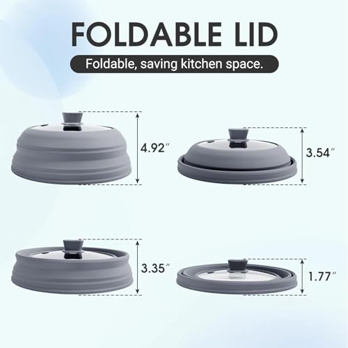 10.5 Inch Silicone & Glass Microwave Splatter Cover (Grey / 10.8Inch)