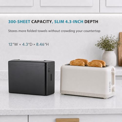 Multifold Paper Towel Dispenser Countertop Black Wide Design Large Capacity (D-34 Black)