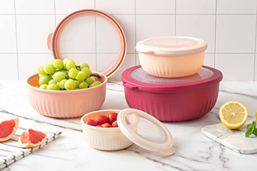 Prep Bowls with Lids (Rose / 8 Piece Set - Wide Bowls)