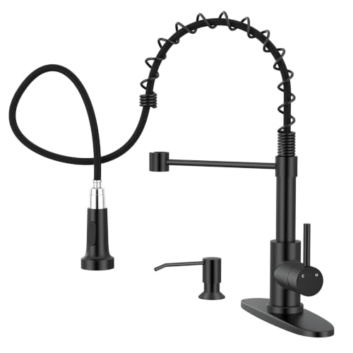 Utility Sink Faucet with Sprayer and Soap Dispenser (Matte Black)
