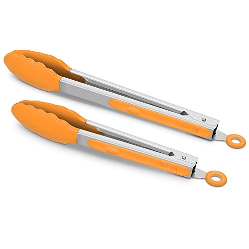 2 Pack Silicone Kitchen Tongs (Orange)