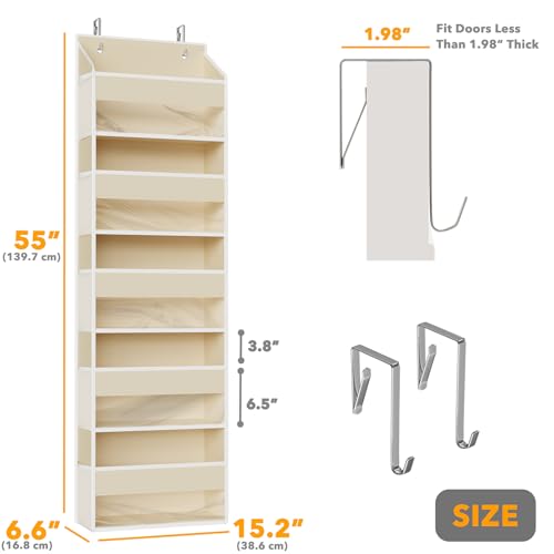 1 Pack Over The Door Organizer with 5 Large Pockets and 10 Mesh Side Pockets (1 Pack / Beige)