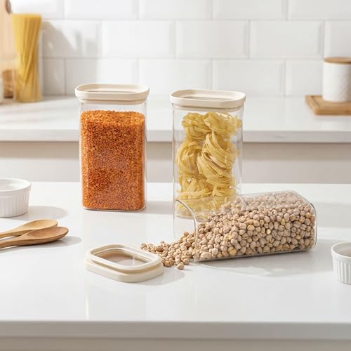 Glass Food Storage Jar with Glass Lid in Ractangle Shape (White-R3P-40oz)