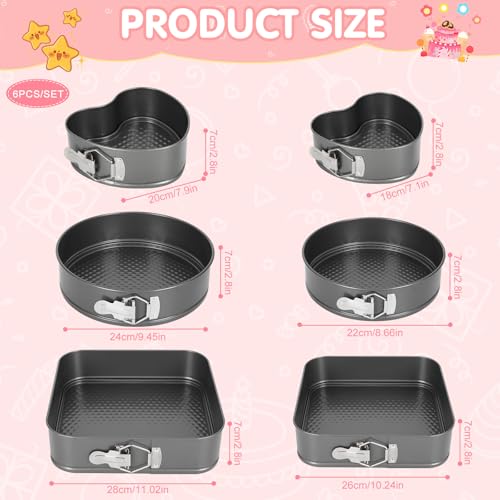 6Pcs Springform Cake Pan Set Of 7 7.8 8.6 9 10 11inch Moldes Para Pasteles Non (6 Count)