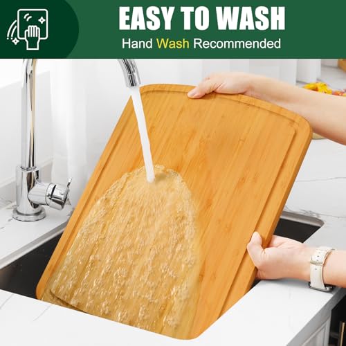 Extra Large Bamboo Cutting Boards for Kitchen (Single-Tone / 18"L x 12.5"W)