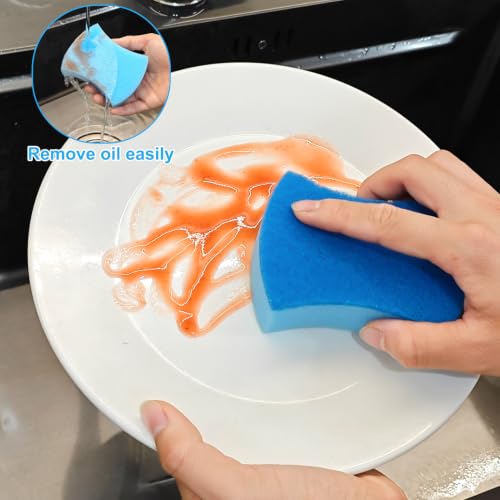 100 Pcs Individually Wrapped Sponges Uncompressed Blue (Blue)