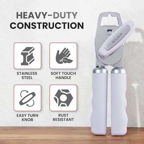 Manual Can Opener Heavy Duty Patented Stainless Steel (Spring Lilac / Comfy Grip)