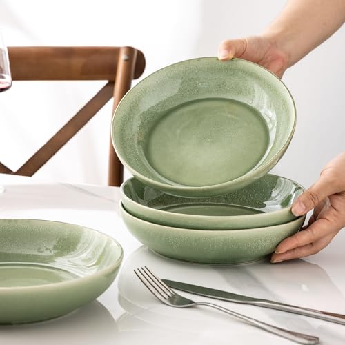 8.5’’ Ceramic Pasta Bowls Set of 6 (Set of 6 / Olive Green)