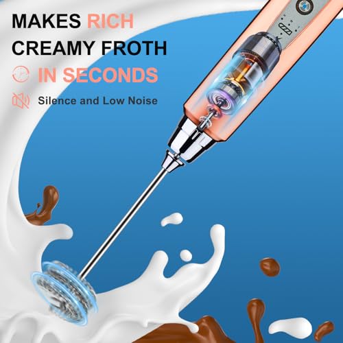 Rose Gold Handheld Milk Frother Wand for Coffee