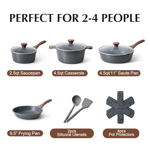 Nonstick Cookware Set 13 Pcs (Gray)