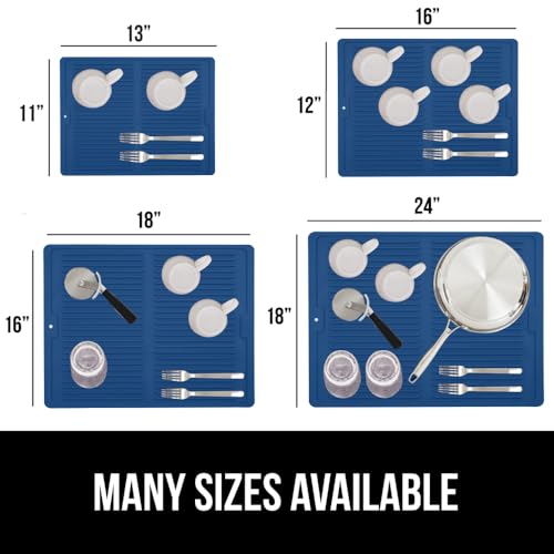 Patented BPA Free Silicone Dish Drying Mat (13" x 11" / Silicone / Blue)