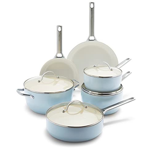 Padova Hard Anodized Healthy Ceramic Nonstick (10 Piece Cookware Set / Light Blue)