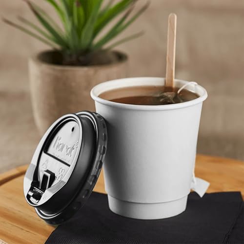 10 oz Double Wall Insulated Coffee Cup [500 Count] White Paper Hot Cup (10 OZ / Insulated - White)