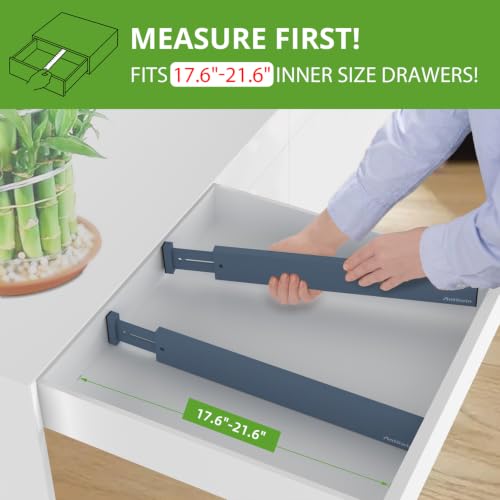 Expandable Bamboo Drawer Dividers (Blue)