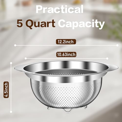 Stainless Steel Colander for Kitchen (5QT)