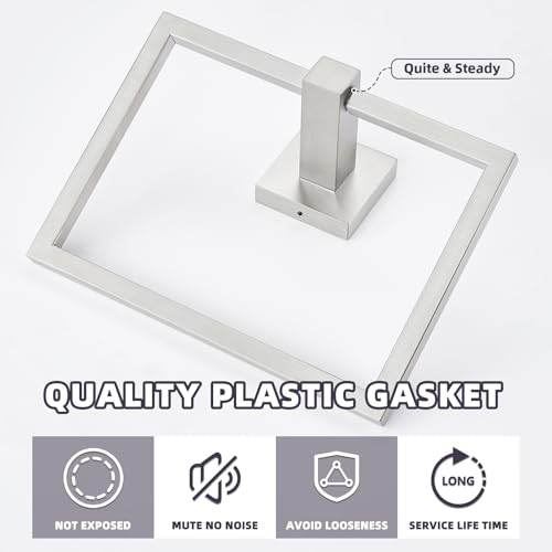 Square Towel Ring for Bathroom (Brushed Nickel)