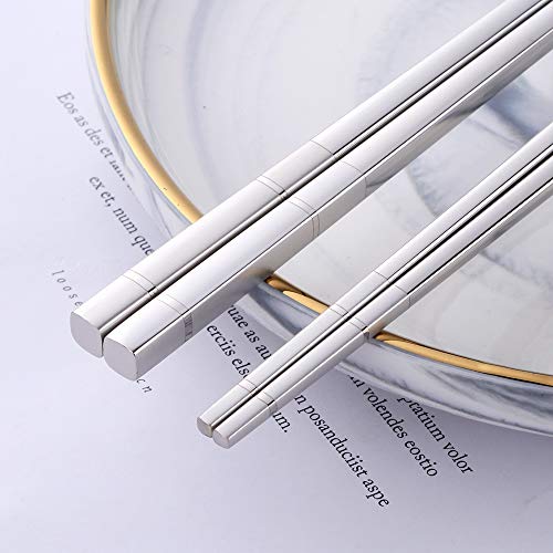 5 pair Stainless Steel Chopsticks (nice silver)