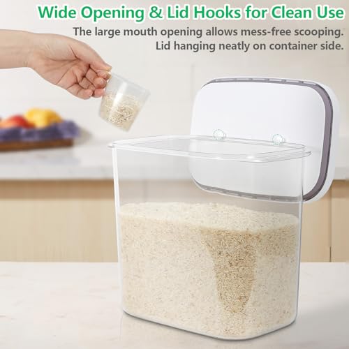 Airtight Rice Container 25 Lbs with Handle and Cup (12.68Qt-Rectangle)