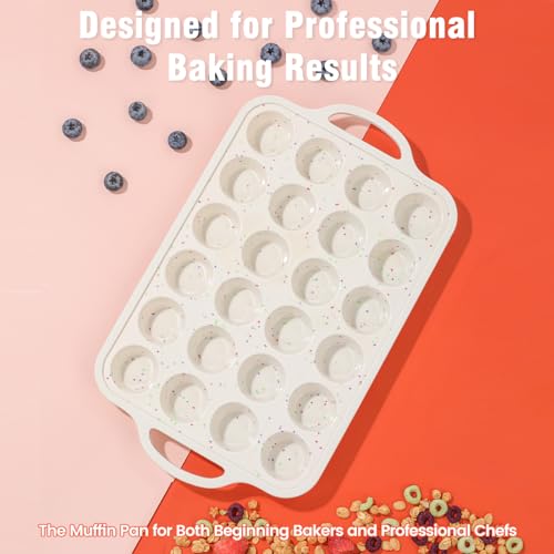 Silicone Mini Muffin Pan With Metal Reinforced Frame (Mini: 24 Cups×1pack)