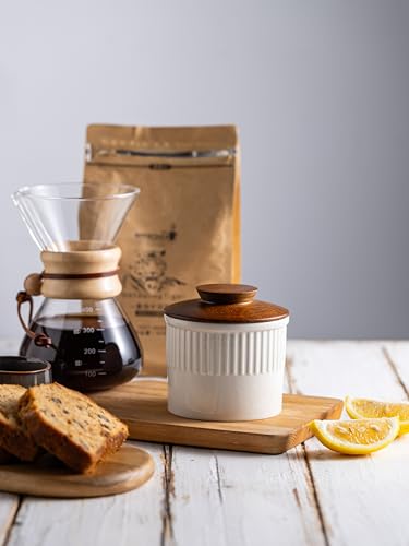 Butter Crock with Lid for Countertop (White / Stripe-3.94"dia)