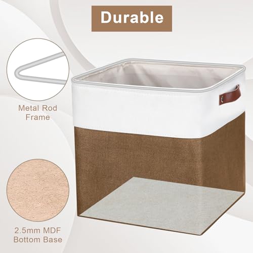 13x13 Cube Storage Bins (Brown / Off-White / Cube - 13"x13"x13")