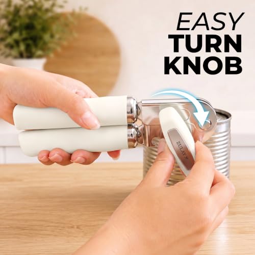 Stainless Steel Swing Open Manual Can Opener Comfortable Grip (Cream / Swing Open)