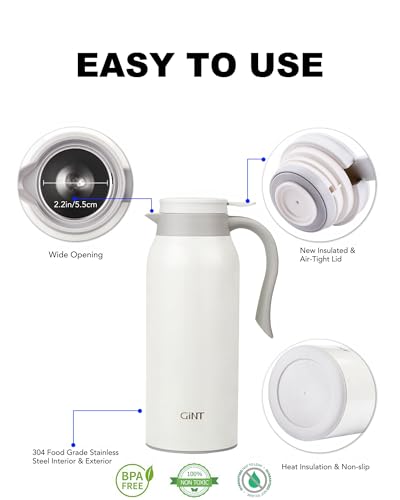 51 Oz Stainless Steel Thermal Coffee Carafe (White / 50.7 Ounces)