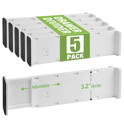 5 Pack Drawer Dividers 3.2" High Slim Organizers Expandable 10.8 (Short)