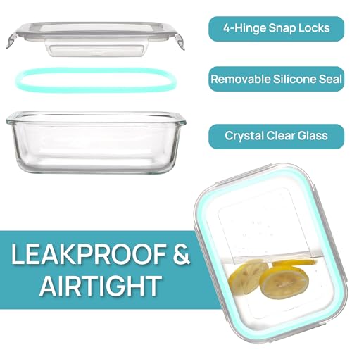 5 Pack 35oz Glass Food Storage Containers with Lids (Multicolour / 35oz)