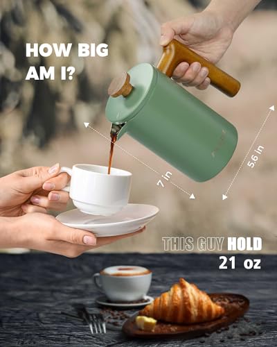 POLIVIAR French Press Coffee Maker (Green / 21 oz)