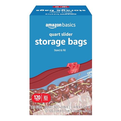 Slider Quart Food Storage Bags with Stand (120 Count)