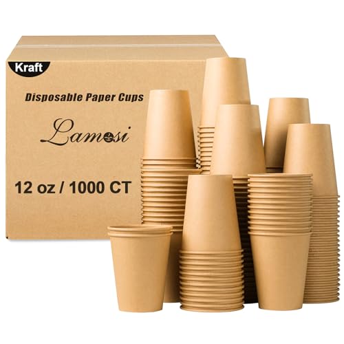 1000 Count 12 oz Paper Cups (Kraft-12oz-1000pack)