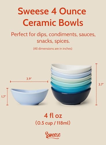 Porcelain Small Bowls 4 oz Set of 6 (6 Count)